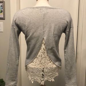Open lace back sweatshirt